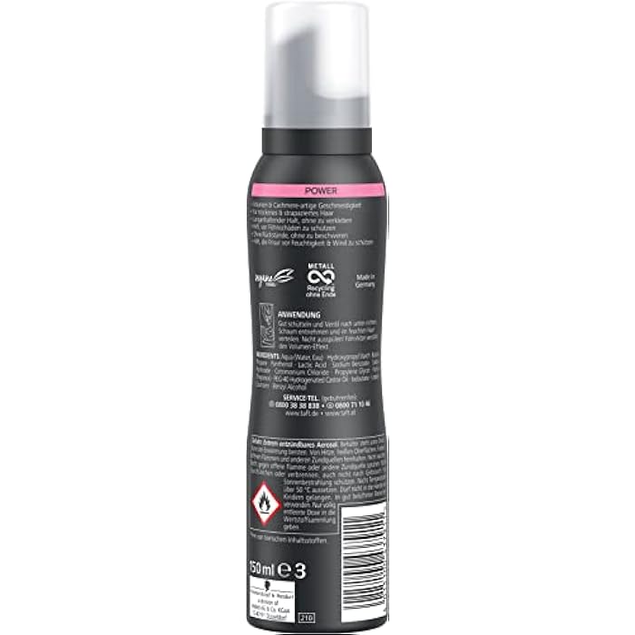 Taft Mousse Power Cashmere-like Suppleness, Grade 5 (150 ml), Hair Mousse with Taffeta Power Formula, Hair Styling with Smoothness and Volume - Image 5